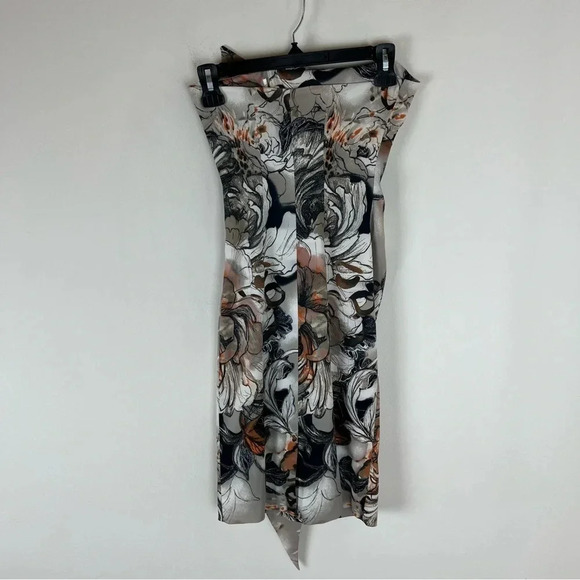 Karen Millen England Strapless Asymmetrical Ruffle Printed Dress Size 2 - Picture 6 of 6